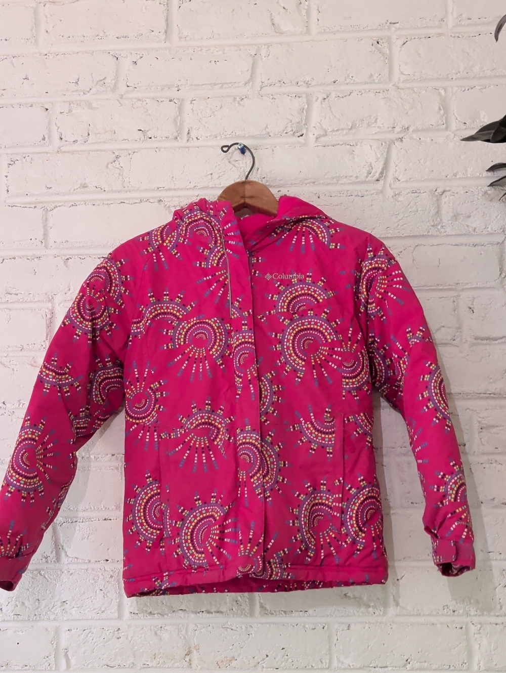 Columbia Kids Hot Pink Patterned Hooded Puffer Jacket